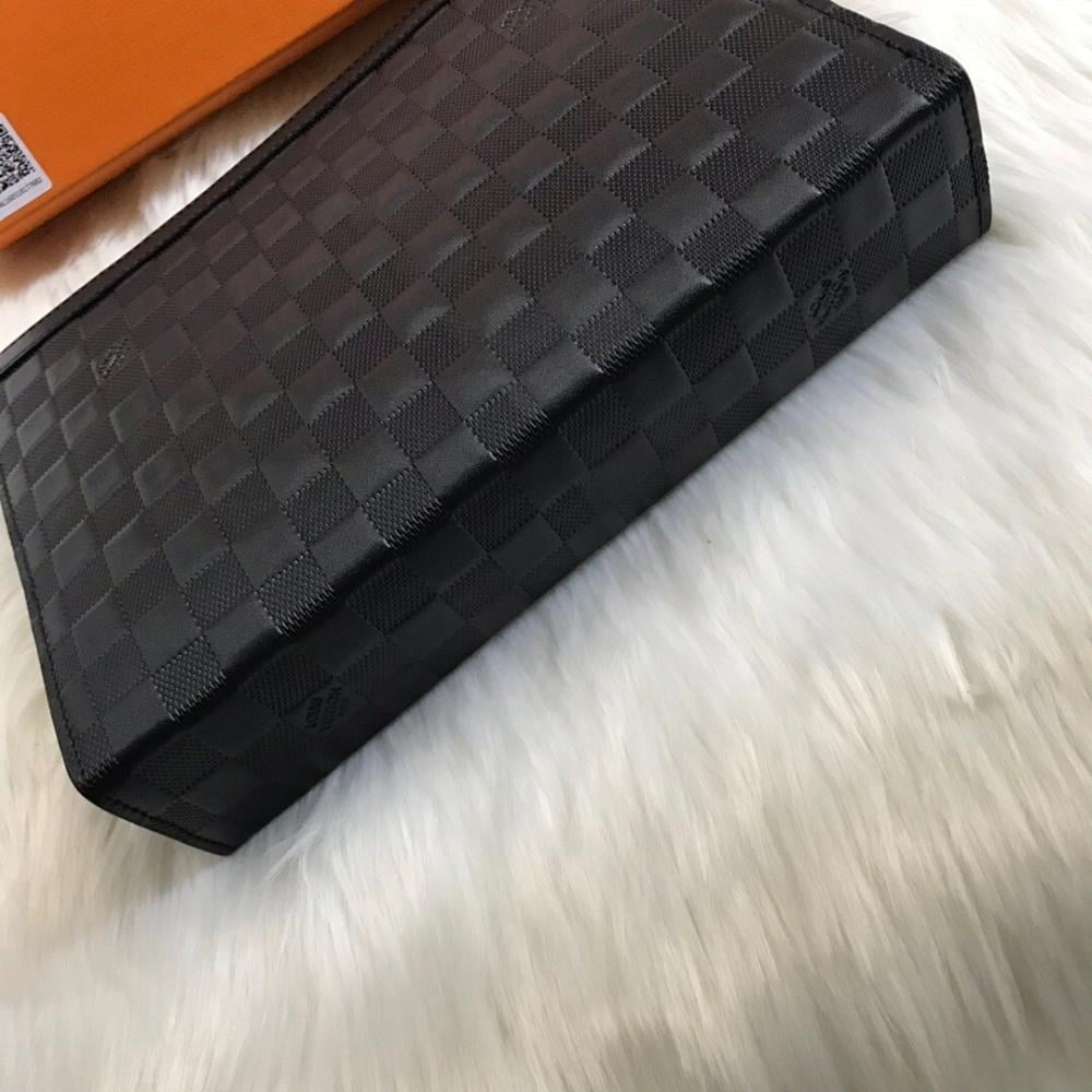 Luxury Refined Black Canvas Shoulder Bag