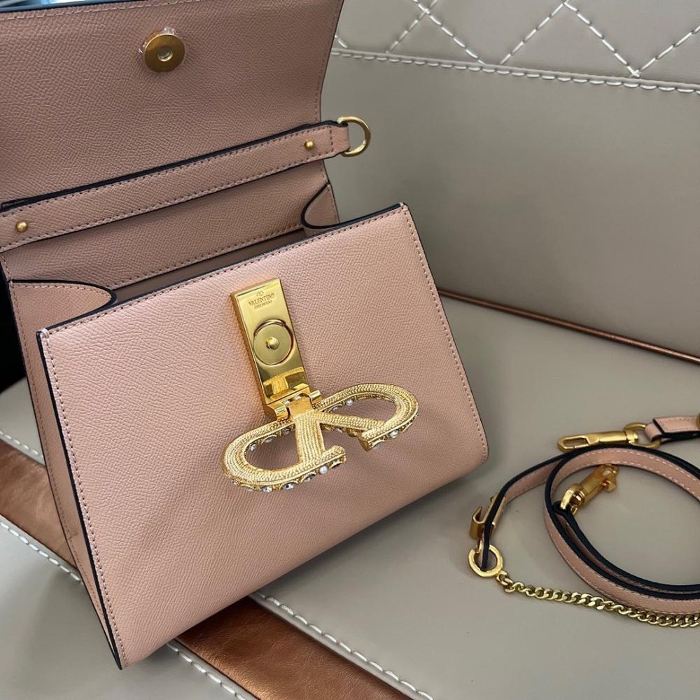 Garavani VSLING Crystal-Embellished Calfskin Shoulder Bag