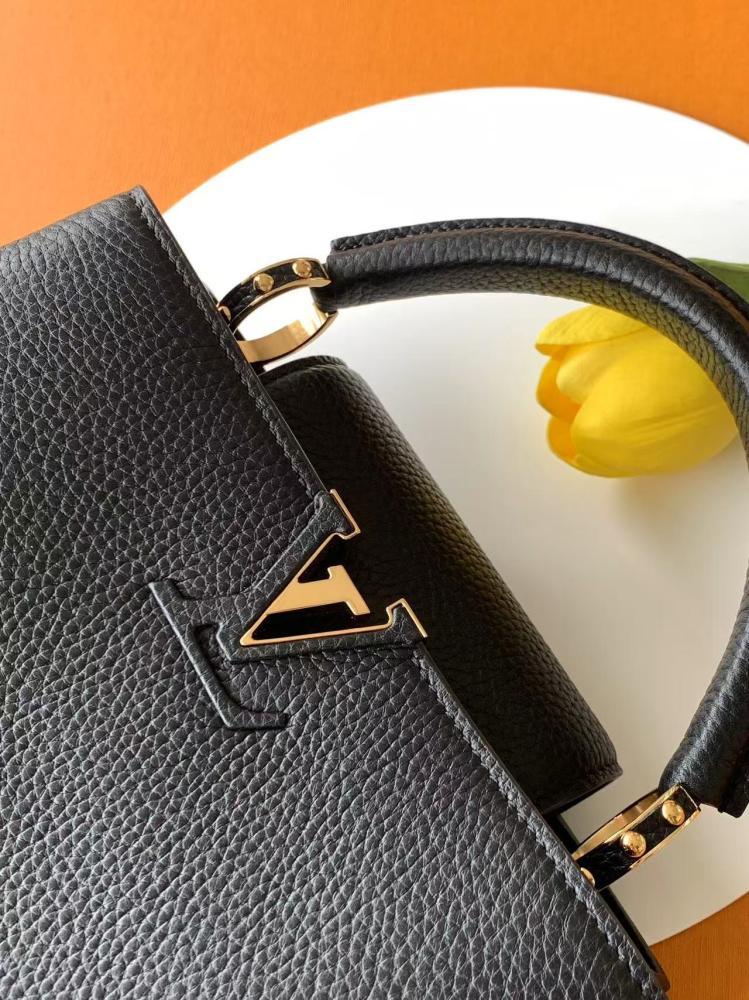 Gold Leather Top Handle Bag