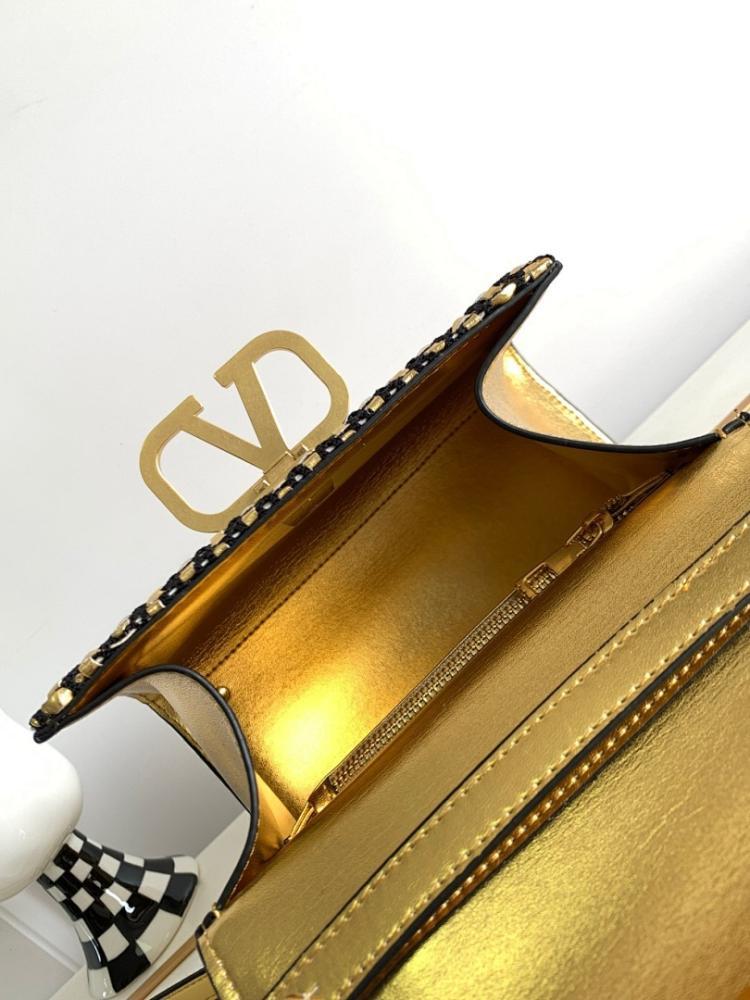 Modern Luxury Gold Woven Leather Shoulder Bag