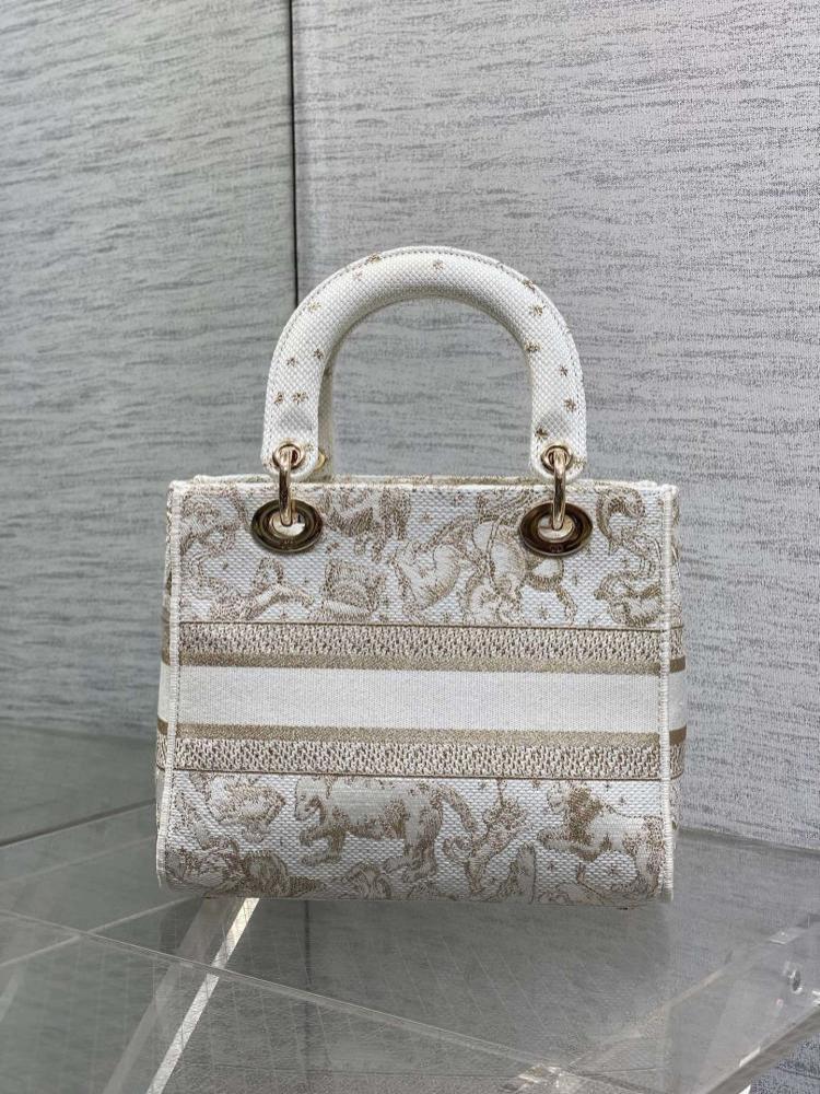 Gold Embroidered Top Handle Bag