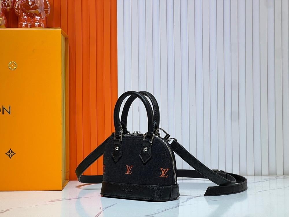 Italian-Inspired Luxury Black Embroidered Denim Shoulder Bag