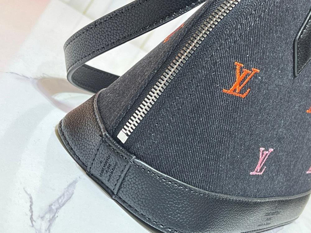 Modern Premium Black Embroidered Denim Shoulder Bag