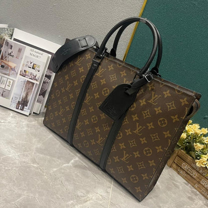 Sac Plat Monogram Leather Shoulder Bag