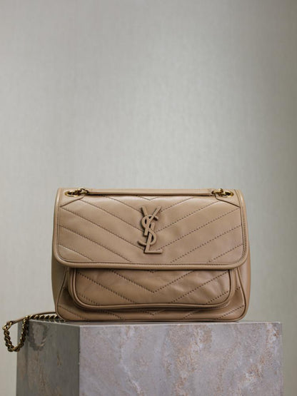 Gold Lambskin Top Handle Bag