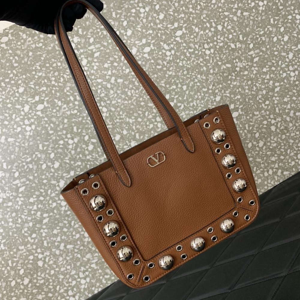Studded Leather Top Handle Bag