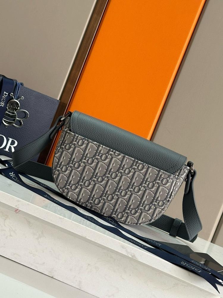 Saddle Grey Calfskin Crossbody Bag