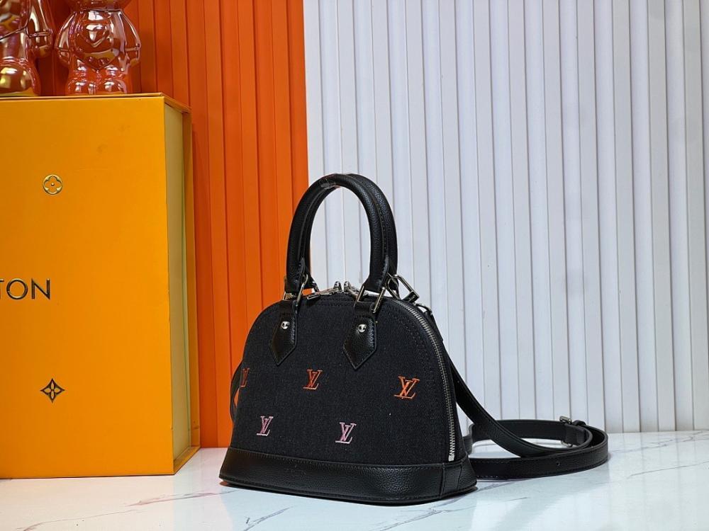 Modern Premium Black Embroidered Denim Shoulder Bag