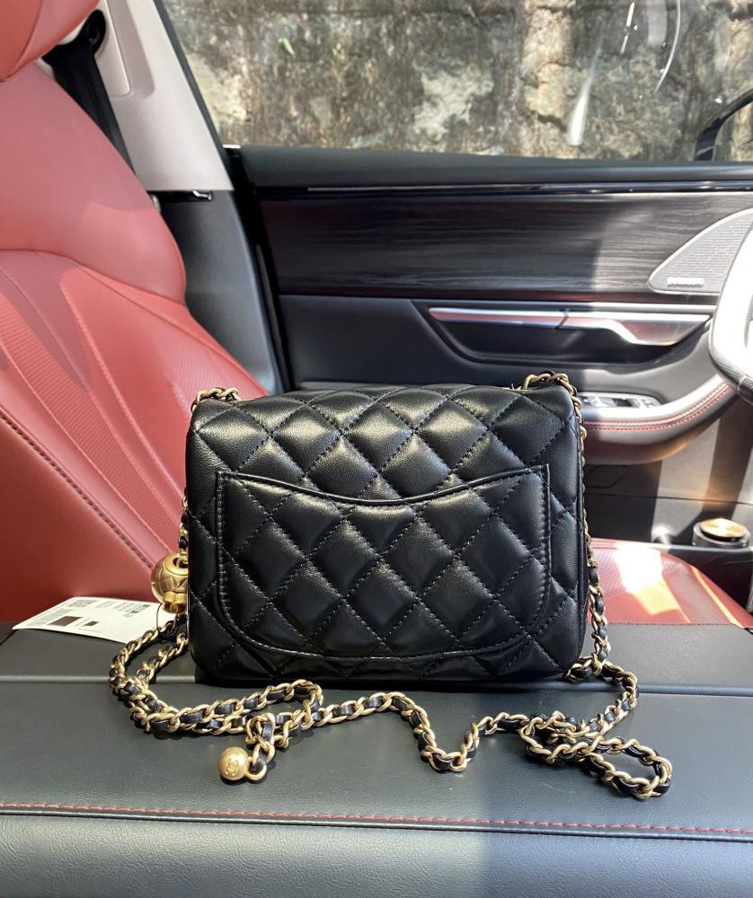 Gold Lambskin Top Handle Bag