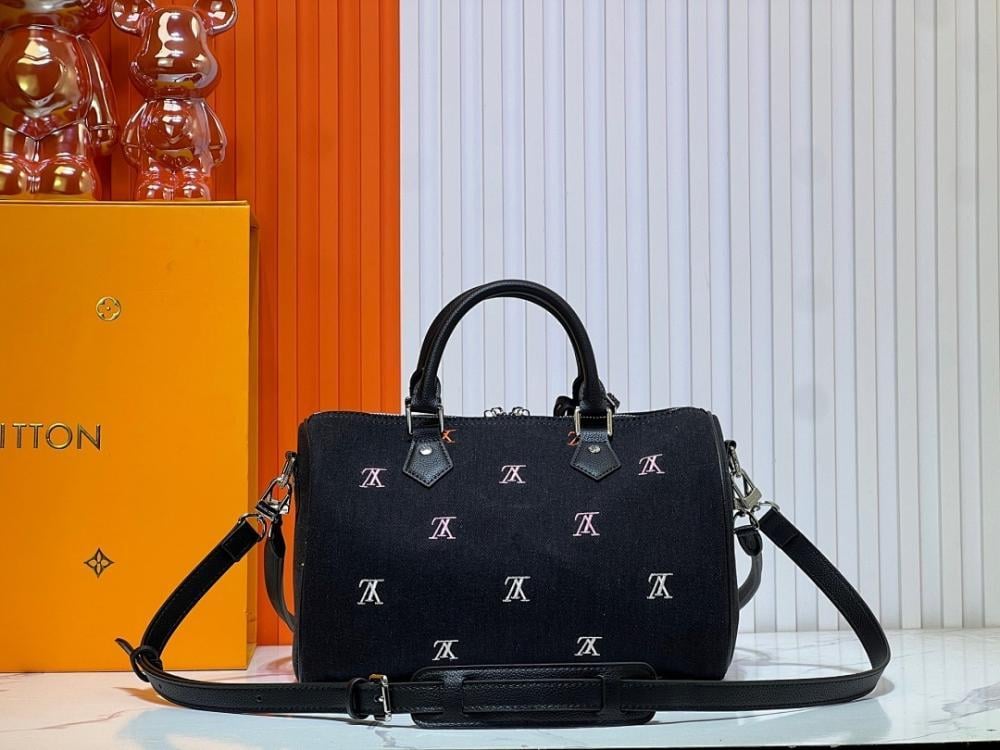 Modern Stylish Embroidered Denim Top Handle Bag