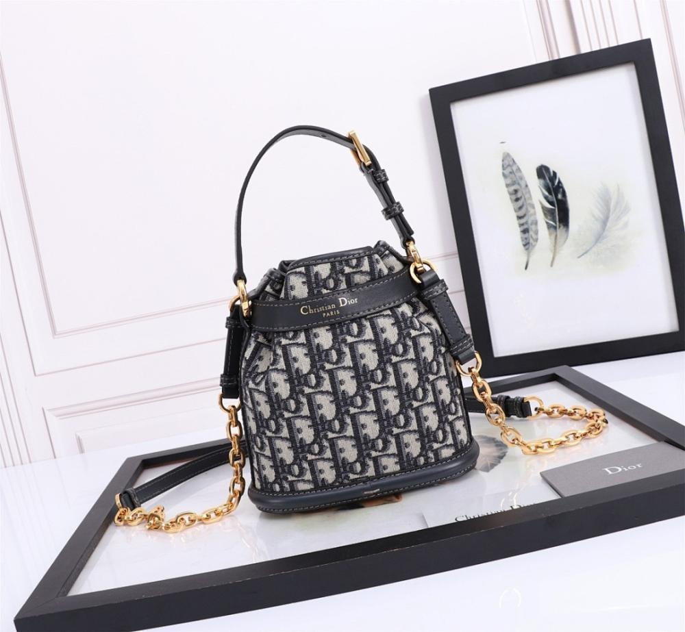 Elegant Premium Blue Calfskin Bucket Bag