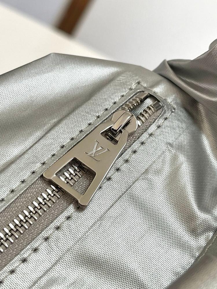 Modern Luxury Silver Nylon Shoulder Bag – Limited Edition