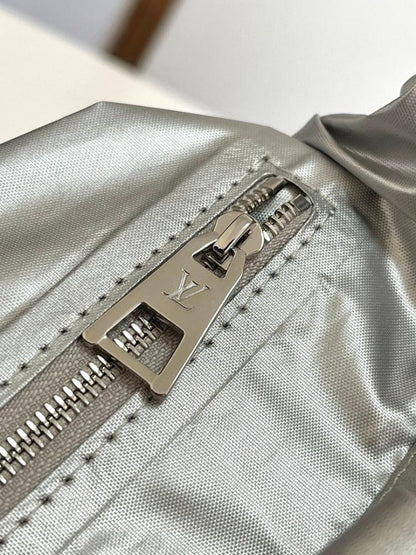 Modern Luxury Silver Nylon Shoulder Bag – Limited Edition