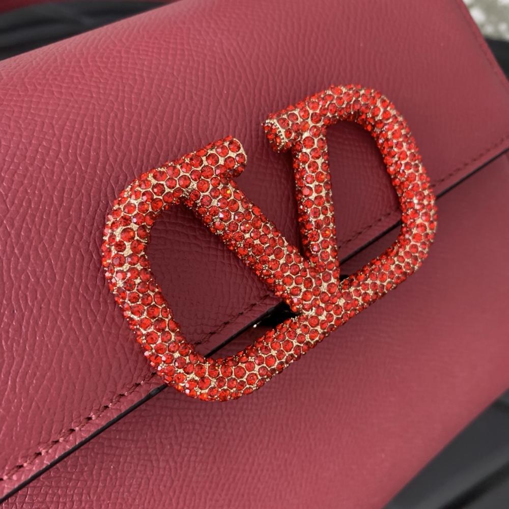 Crystal-Embellished Calfskin Shoulder Bag