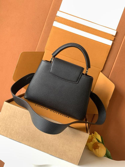 Gold Leather Top Handle Bag