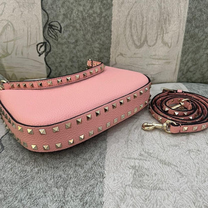 Italian-Inspired Luxury Studded Calfskin Hobo Bag