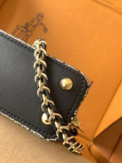 Crystal-Embellished Top Handle Bag