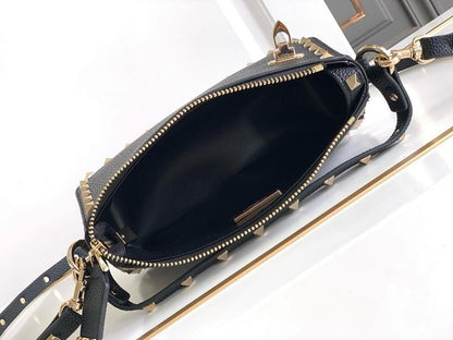 Modern Italian-Inspired Studded Leather Crossbody Bag