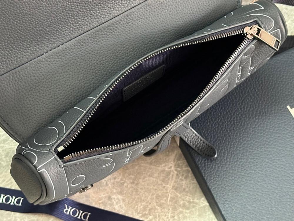 Elegant Refined Blue Leather Crossbody Bag