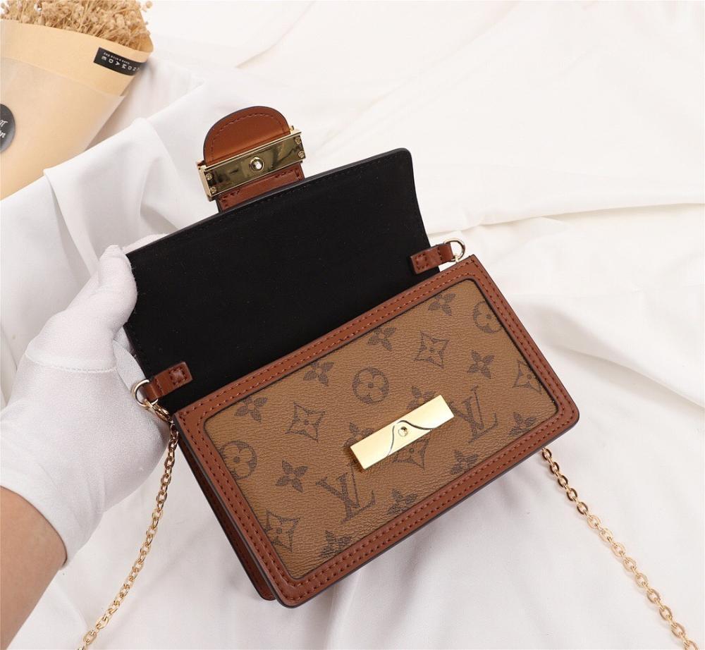 Dauphine Gold Monogram Shoulder Bag