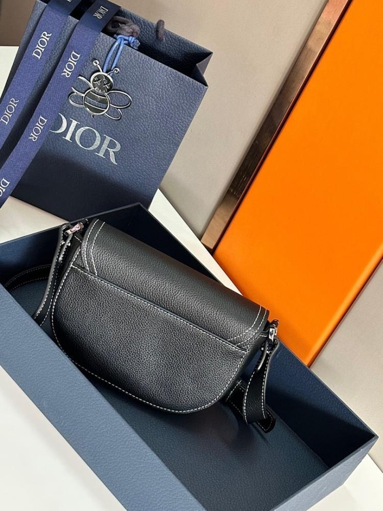 Saddle Grey Calfskin Shoulder Bag