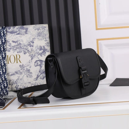 Elegant Stylish Black Printed Calfskin Shoulder Bag