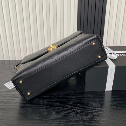 Gold Calfskin Top Handle Bag