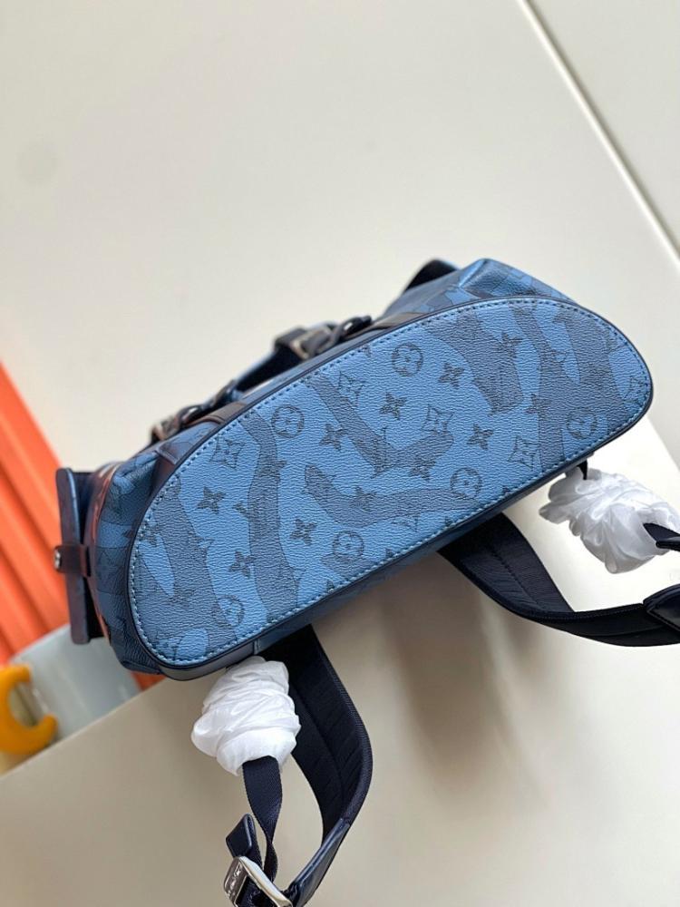 Arco Blue Monogram Leather Shoulder Bag