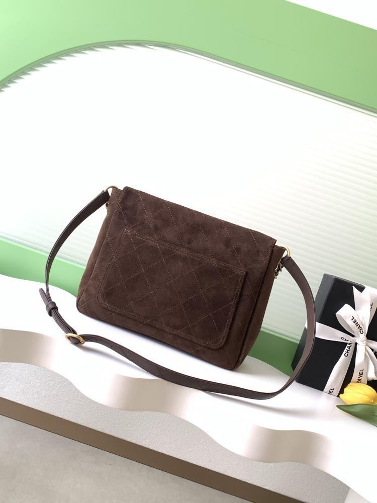 Gold Suede Shoulder Bag