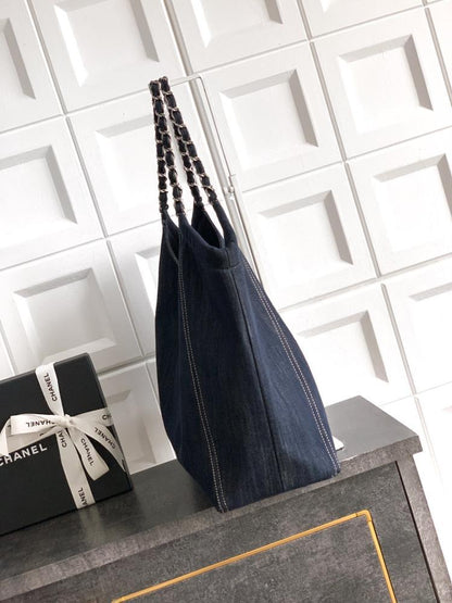 Embroidered Denim Tote Bag