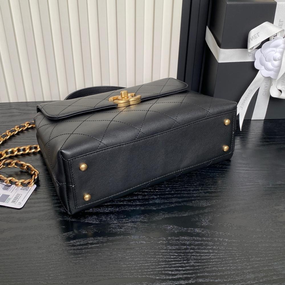 Gold Calfskin Top Handle Bag