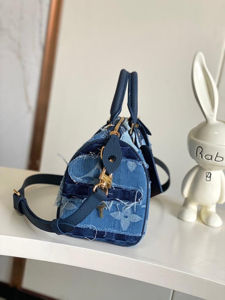 Elegant Refined Monogram Denim Top Handle Bag