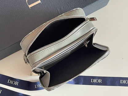 Modern Premium Grey Quilted Calfskin Shoulder Bag