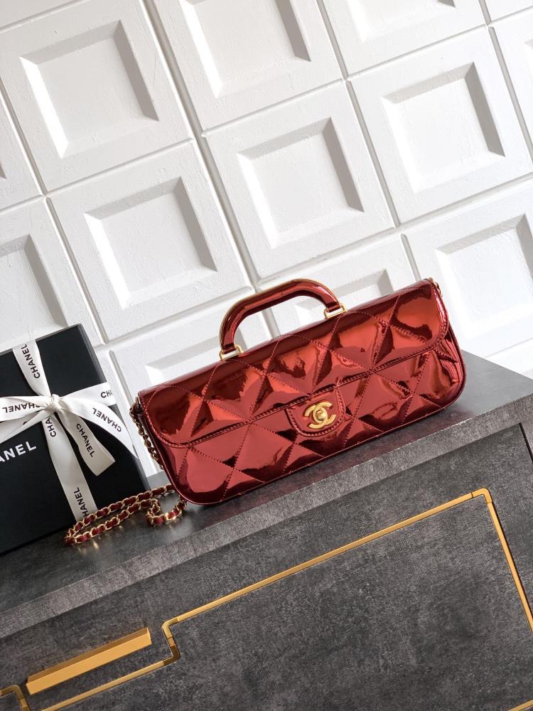 Gold Leather Top Handle Bag
