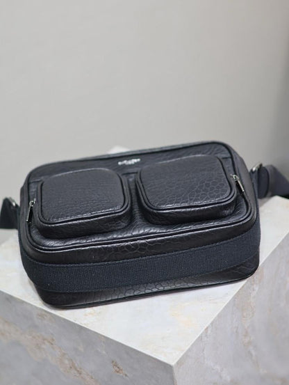 Italian-Inspired Stylish Black Leather Crossbody Bag