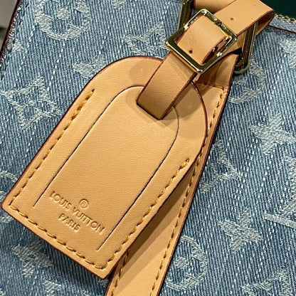 Modern Luxury Blue Woven Denim Shoulder Bag
