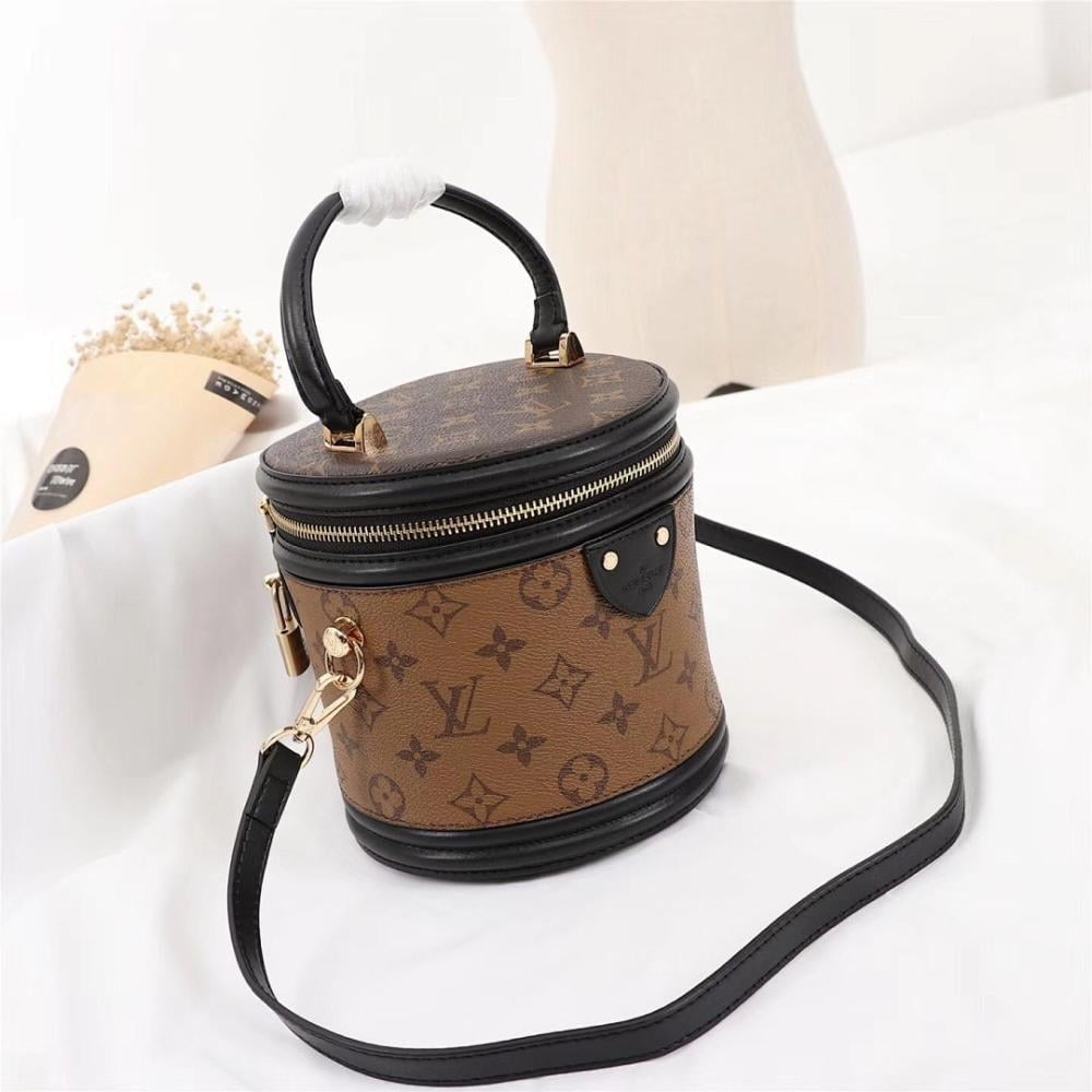 Italian-Inspired Stylish Monogram Leather Bucket Bag