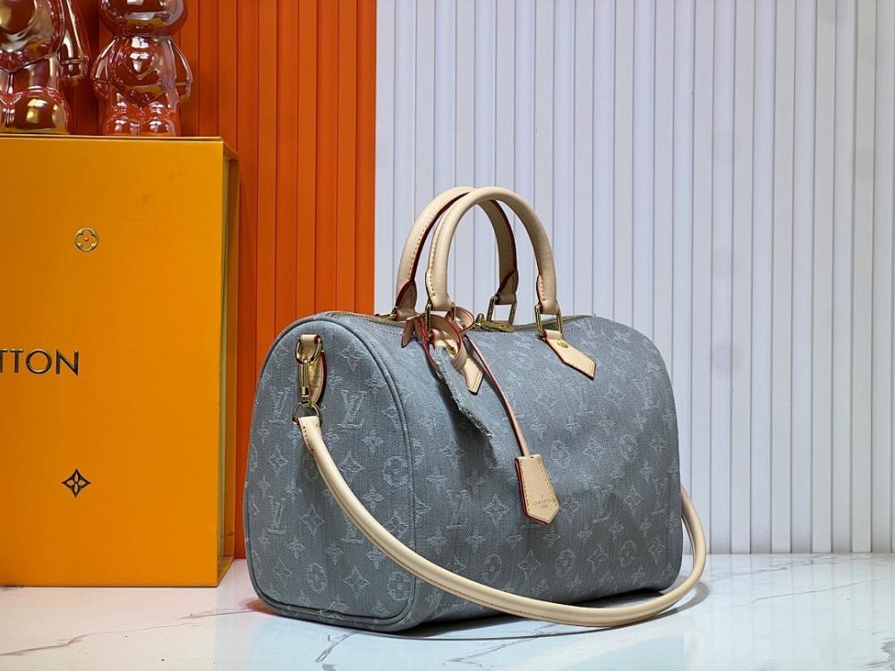 Modern Luxury Denim Top Handle Bag