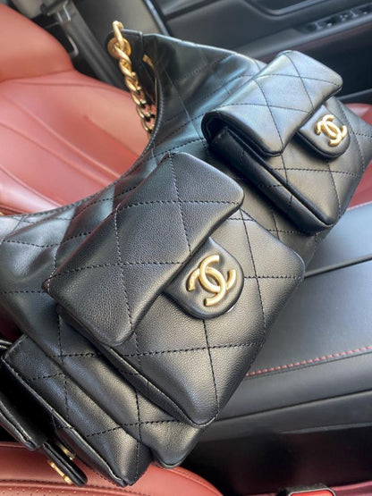 Gold Leather Hobo Bag