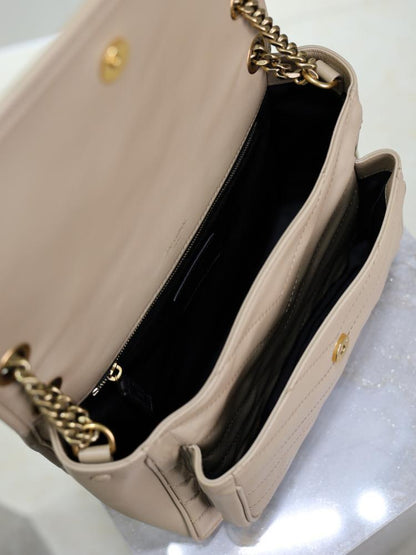 Gold Lambskin Top Handle Bag