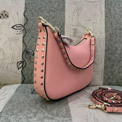 Italian-Inspired Luxury Studded Calfskin Hobo Bag