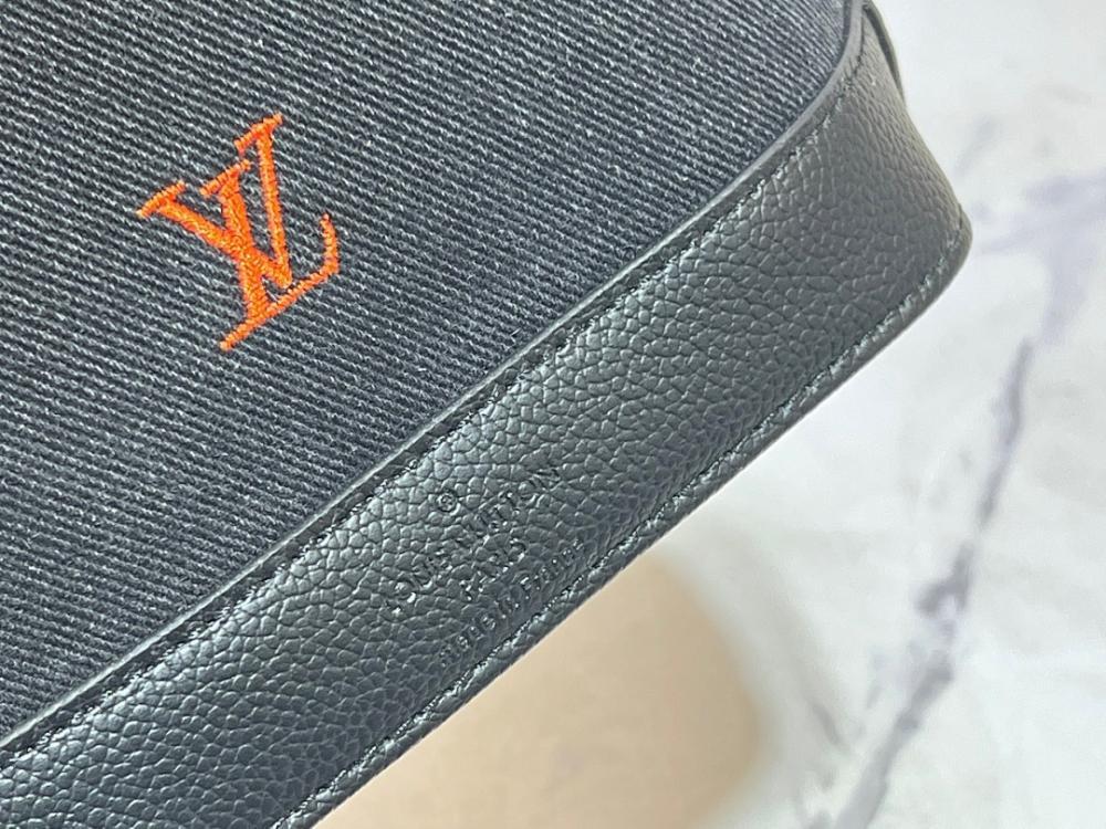 Italian-Inspired Luxury Black Embroidered Denim Shoulder Bag