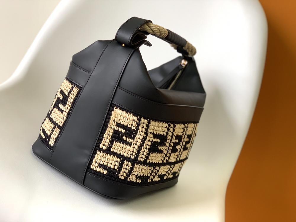 Gold Woven Leather Top Handle Bag