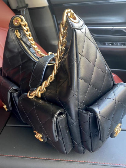 Gold Leather Hobo Bag