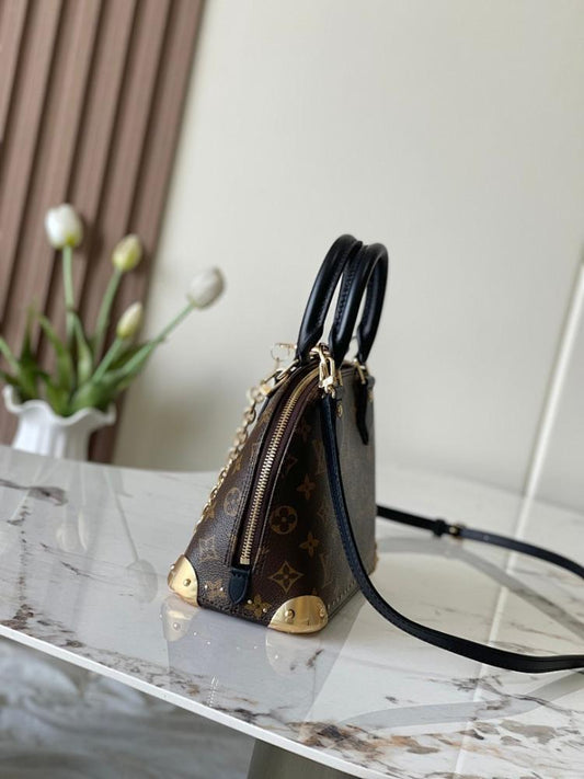 Alma Monogram Leather Shoulder Bag
