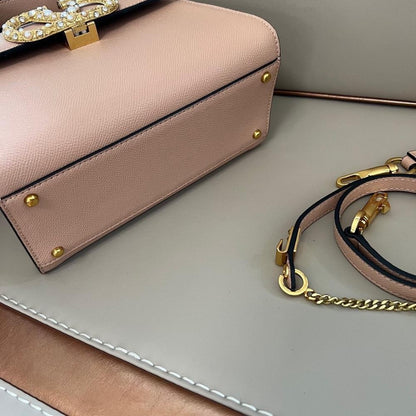 Garavani VSLING Crystal-Embellished Calfskin Shoulder Bag
