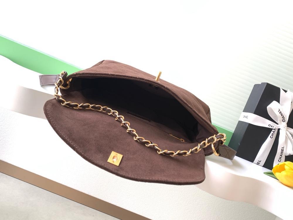Gold Suede Shoulder Bag