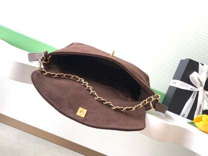 Gold Suede Shoulder Bag