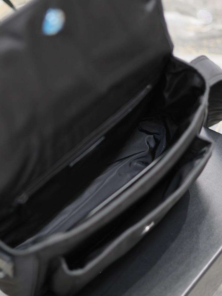 Classic Refined Black Nylon Crossbody Bag