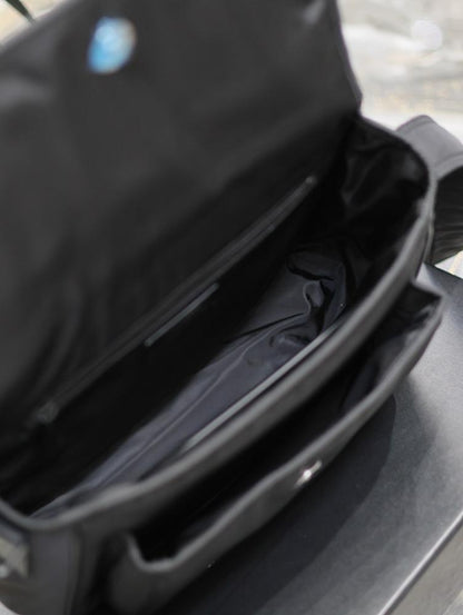 Classic Refined Black Nylon Crossbody Bag